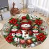 Festive Snowman Print Round Mat, Cozy Machine Washable Polyester, Christmas Decor for Living Room, Bedroom, Office