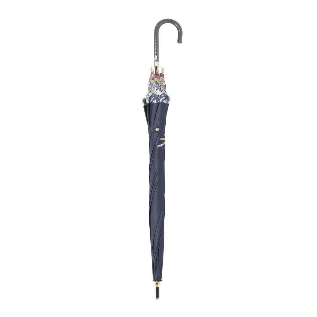 LANVIN en Bleu Women's Long Umbrella Windproof Floral Satin Ribbon Elegant Rain Umbrella