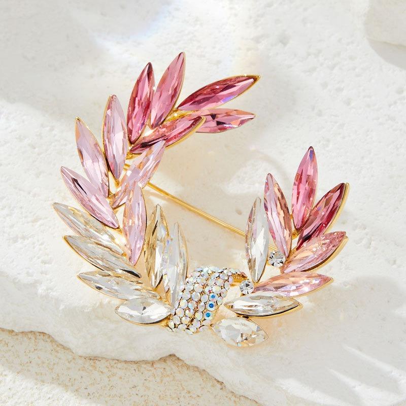 Crystal Wheat Ear Brooch, High-end Women's Delicate Brooch, Retro High-end Style, Suit Coat Accessory Pin
