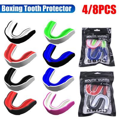 4/8 Pièces Protection Dentaire Professionnelle pour l'Entraînement au Combat Bouclier Buccal en EVA pour la Boxe Sport de Combat Protège-Dents Muay Thai