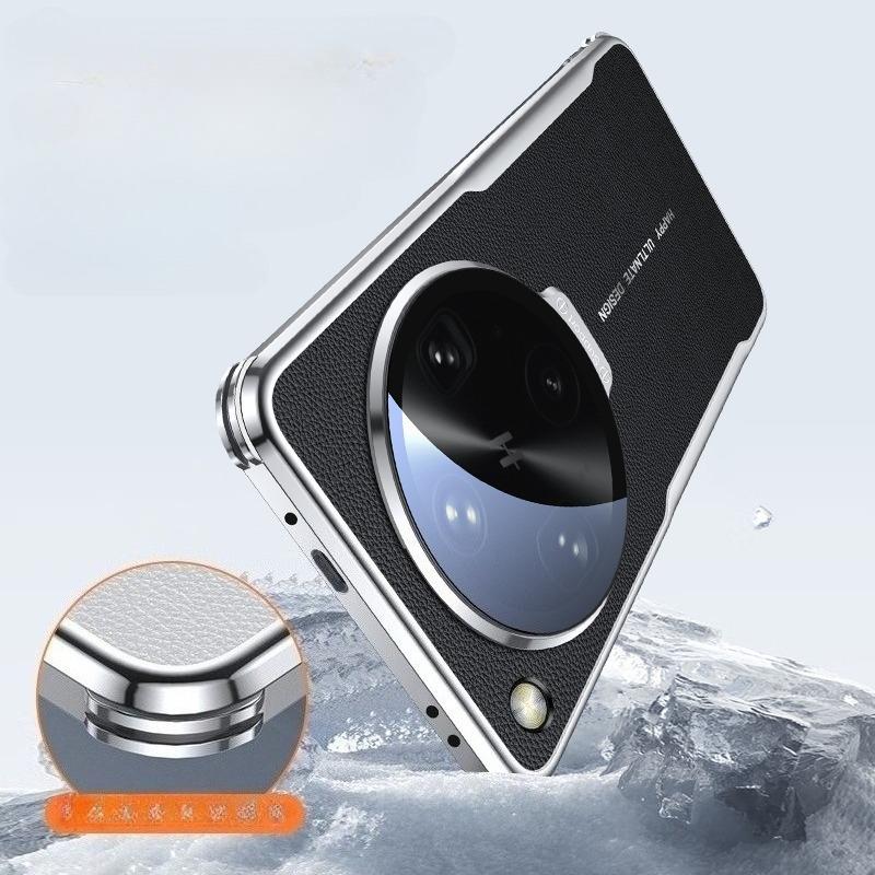 Luxus-Beschichtung Leder Metall Linsenhalter Hülle für OPPO Find X8 Ultra X8s Plus Stoßfester Bumper Schutzständer Abdeckung