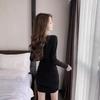 Korean Style V-Neck Slim-Fit Elegant Hip-Hugging Base Layer Dress for Women, New Autumn/Winter Arrival