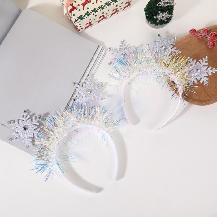 Glittering Rhinestones Snowflake Headband for Women and Girls White Headwear Hair Accessory for Christmas and Winter Fun