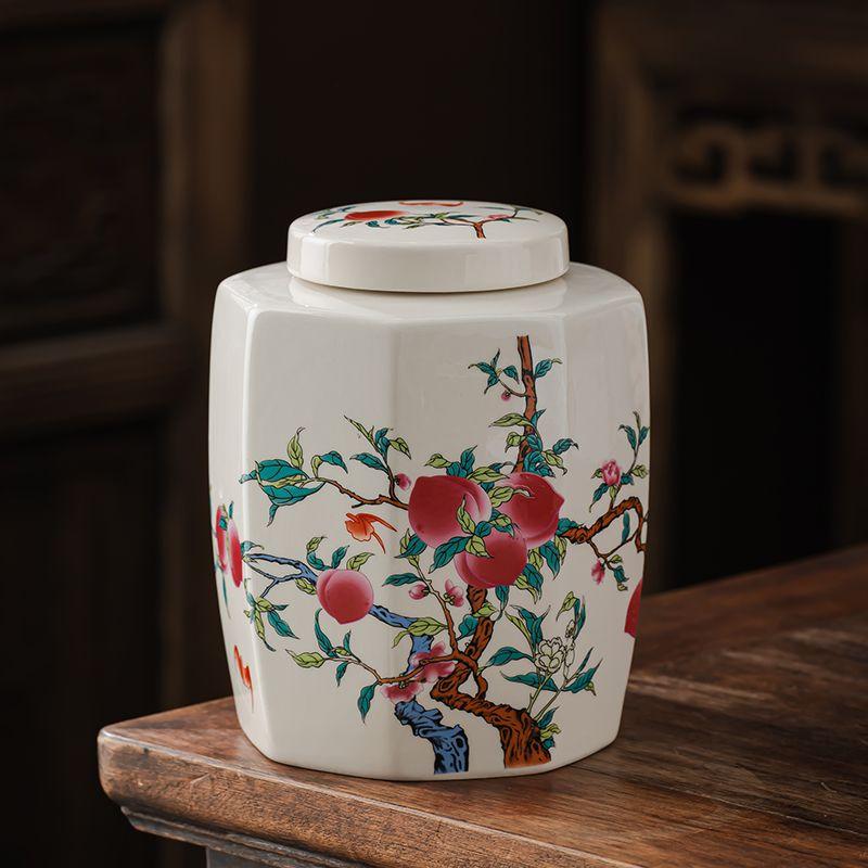 Creative Ink Landscape Pattern Ceramic Tea Caddy with Lid Sealed Moisture-proof Storage Jar Countertop Crafts Decoration Jar