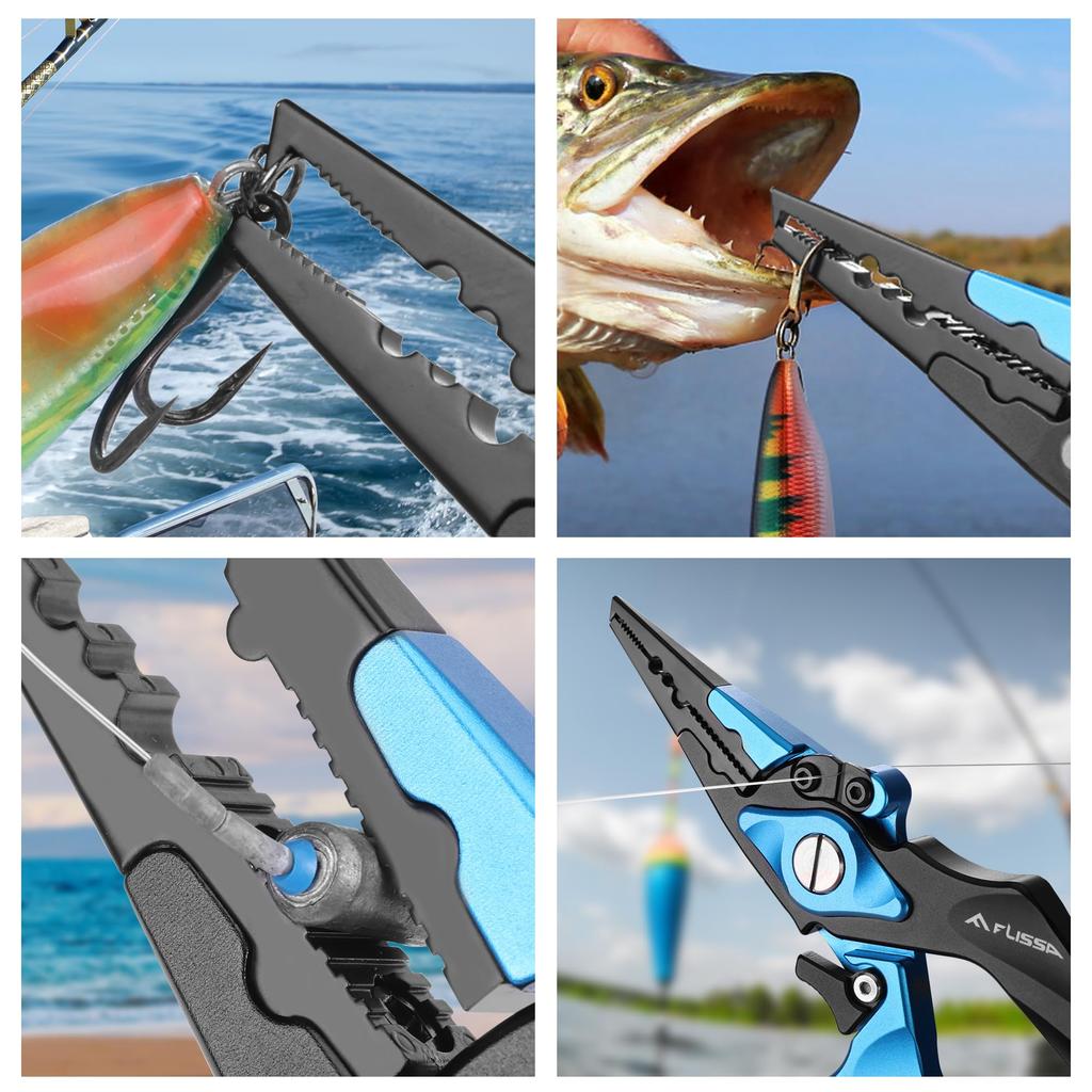 FLISSA Fiskeredskap Delad Ring Krok Nål Linlåsning Skärningar Spiral Förvaringspåse Förlust Rost för Havs-, Flod- och Isfiske Tång, Tång, Borttagare, Borttagare,