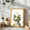 GMLXCX Funny Frog Bathroom Decor Wall Art, Cute Frog Sitting on Toilet Decor Art Poster, Funny Bathroom Sign Canvas Print Set of 3 (8''x10'',