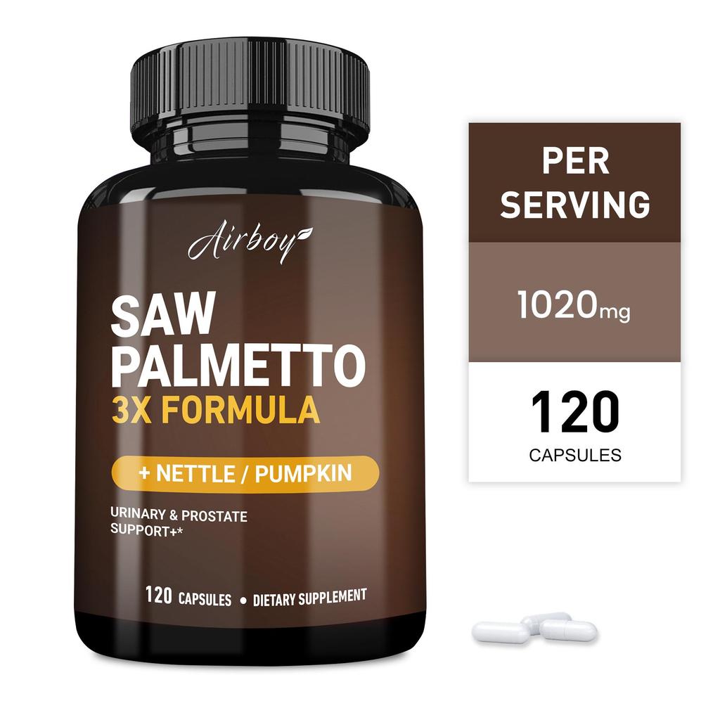 Sägepalmen-Nahrungsergänzungsmittel mit Brennnessel- und Kürbiskernextrakten fördert die Harnausscheidung; vegetarische Kapseln.