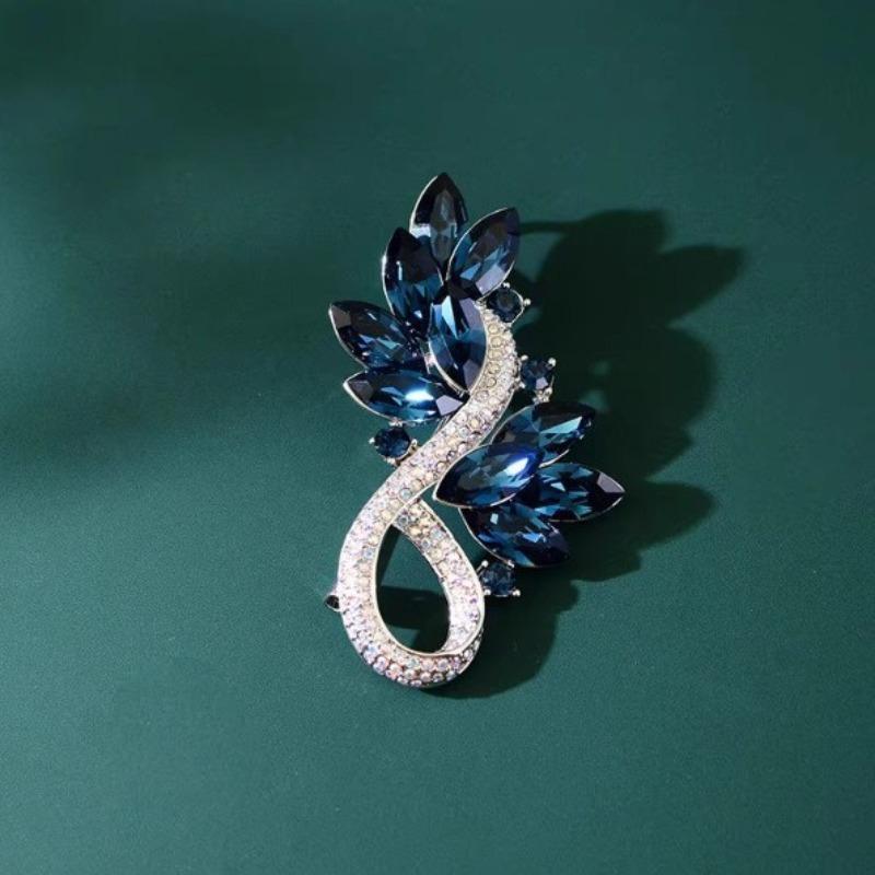 European and American luxury flash diamond personalized brooch, high-end women's new full diamond corsage light luxury high-end pin, suit accessories