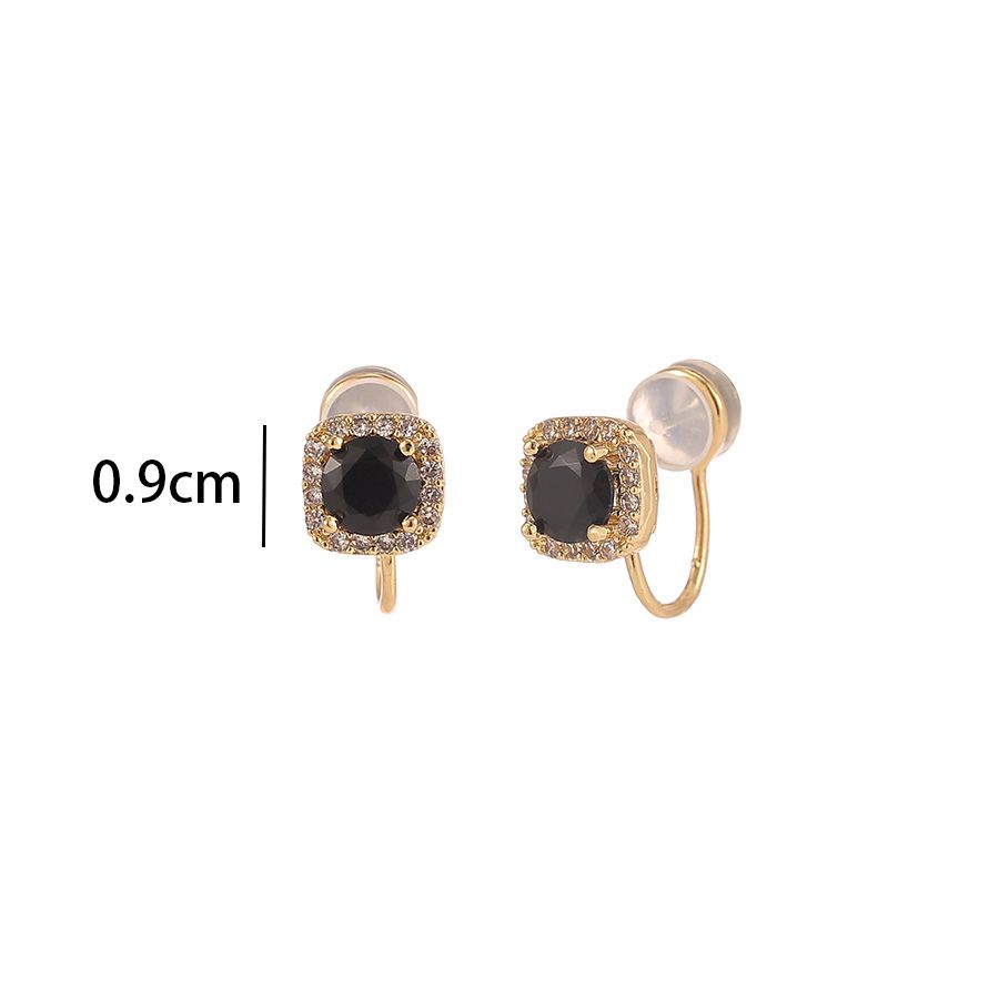New Fashion Rhinestone Earrings Without Piercing Earrings Women Square Clip On Earrings