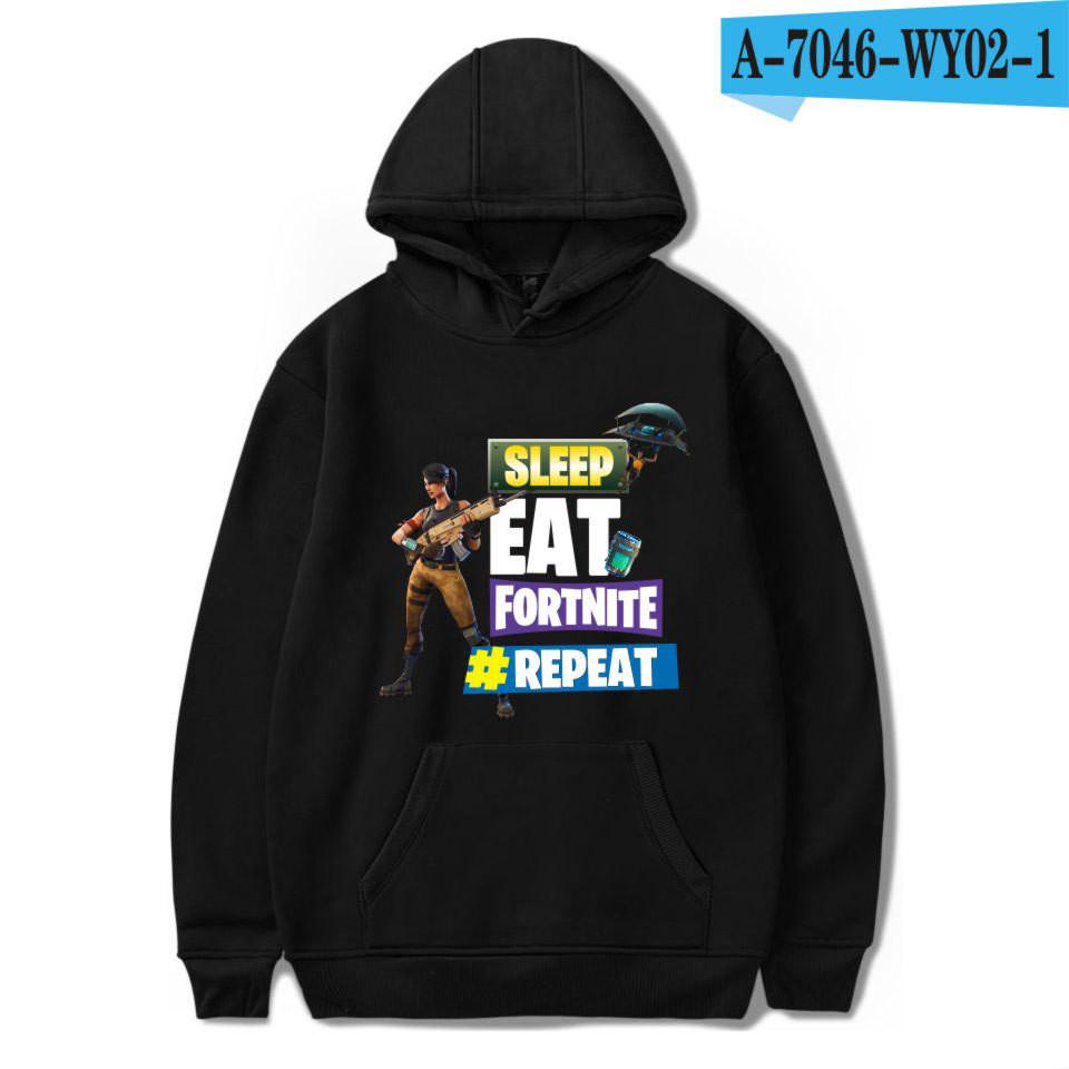 Game Printed Fortnite Sleep Eat Fortnite Repeat Casual Long Sleeve Cotton Hoodie