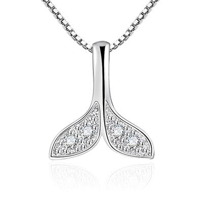 S925 Sterlingsilber Halskette Zirkon Meerjungfrauenflosse Anhänger Halskette für Damen Charm Schmuck Geschenke