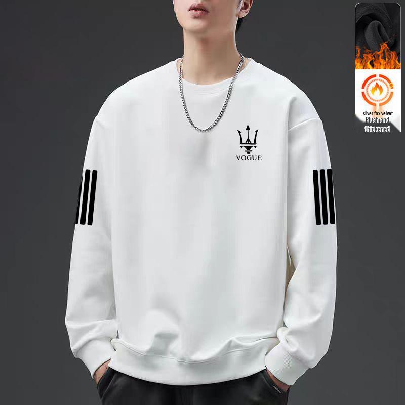 Men's 2025 Autumn American Style Heavyweight Loose Fit Long Sleeve Hoodie with Round Neck and Plus Velvet - Trendy and Versatile Sportswear.