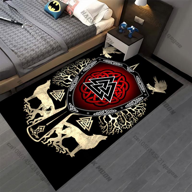 Norse mythology symbol and animals carpet Yoga living room room decor children's crawling mat doormat area rug games mat