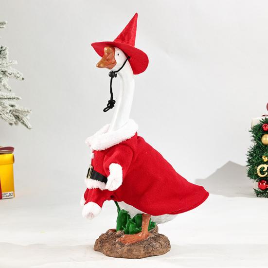 Christmas Porch Goose Outfits Red Skirt with Hat Outdoor Goose Xmas Costume Accessory for 17 Inch or 23 Inch Goose Statue