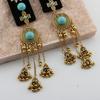 Square Ethnic Style Side Clip Rhinestone Bangs Hairpin Exquisite Tassel Hair Clip  Girls