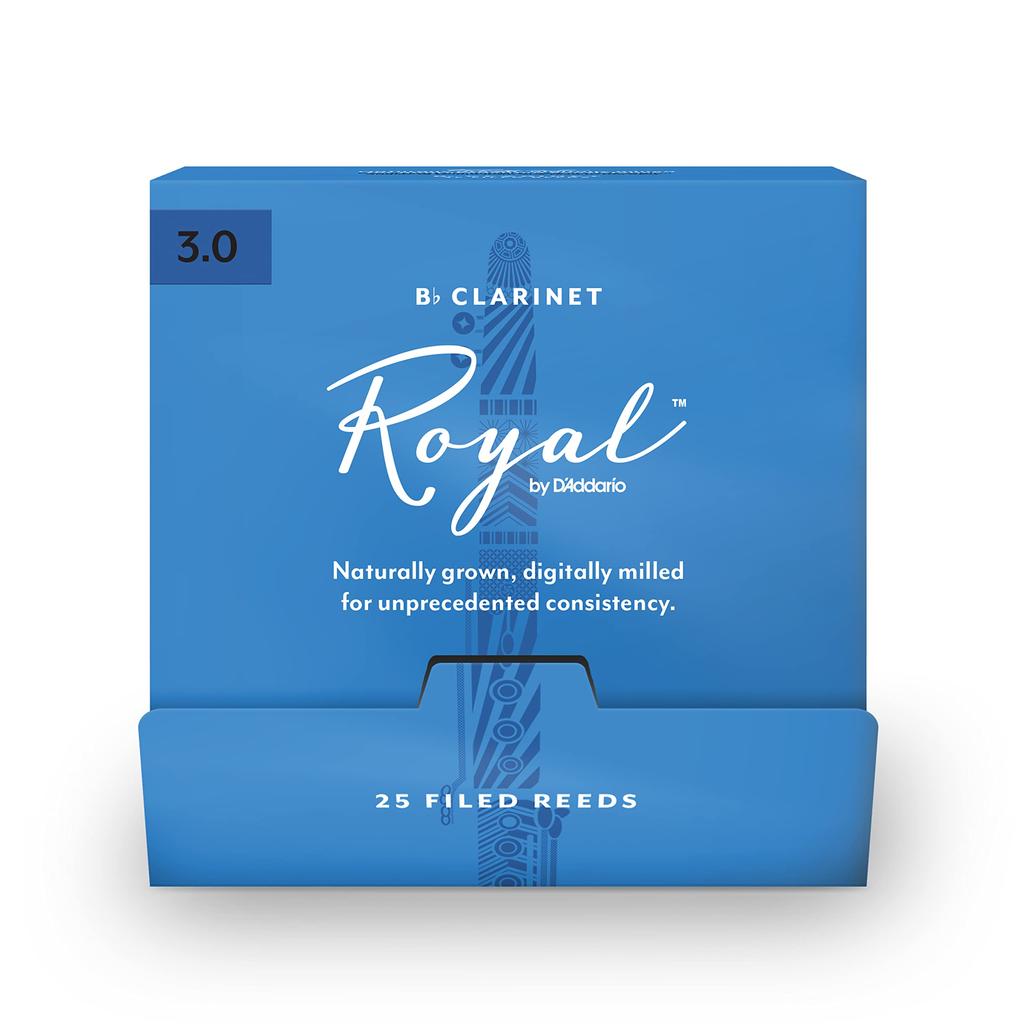 D'Addario WoodWinds D'Addario Royal Reeds for Bb Clarinet, RCB0130-B25 [Hardness: 3.0], 25 Reeds (Individually Wrapped)