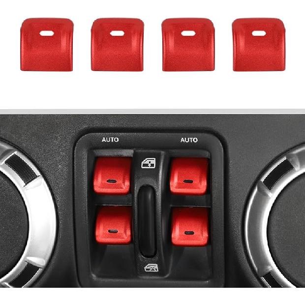 JWWY for JK Center Console Window Control Switch Knob Protection Cover Trim Compatible with 2012-2017 Jeep Wrangler JK KU Interior Accessories