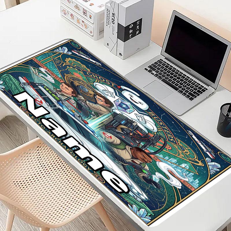 Custom Name Personalized Ghostbusters Pattern Mousepad, Laptop PC Desk Mat, Decorative Desk Mat for Home Keyboard Pad Gift