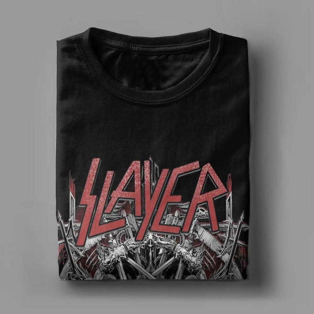 Vintage 1980s Metal Band Slayer Trash Metal T-Shirt Men O Neck Cotton T Shirt Short Sleeve Tees Plus Size Tops