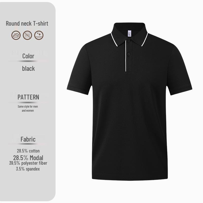 Custom Logo Cooling Polo Shirt – Short Sleeve Summer Workwear T-shirt Small чёрный