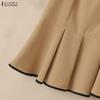 ZANZEA Women Elegant Round Neck Casual Short Sleeve Blouse