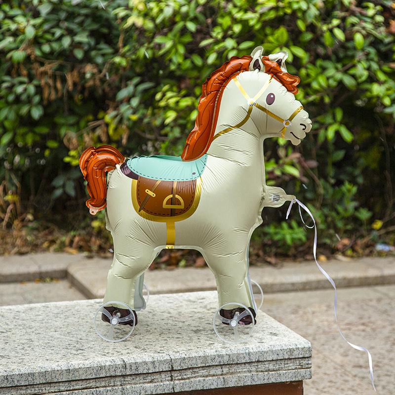 4D Cartoon Foil Balloons Elephant Stand Walking Balloon With Wheel For Kids Birthday Party Decoration Baby Shower