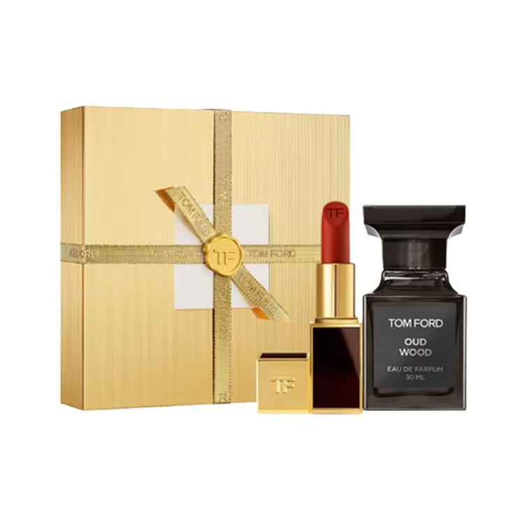 Tom Ford Oud Wood Perfume With Lipstick Set, Limited Edition Eau De Parfum EDP Woody