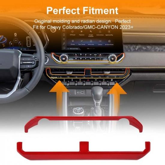 Red Center Dash AC Vent Frame Cover Conditioning Trim For Chevrolet Colorado 23+