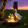 Squirrel And Duck Solar Water Fountain Resin Garden Decor For Patio And Lawn