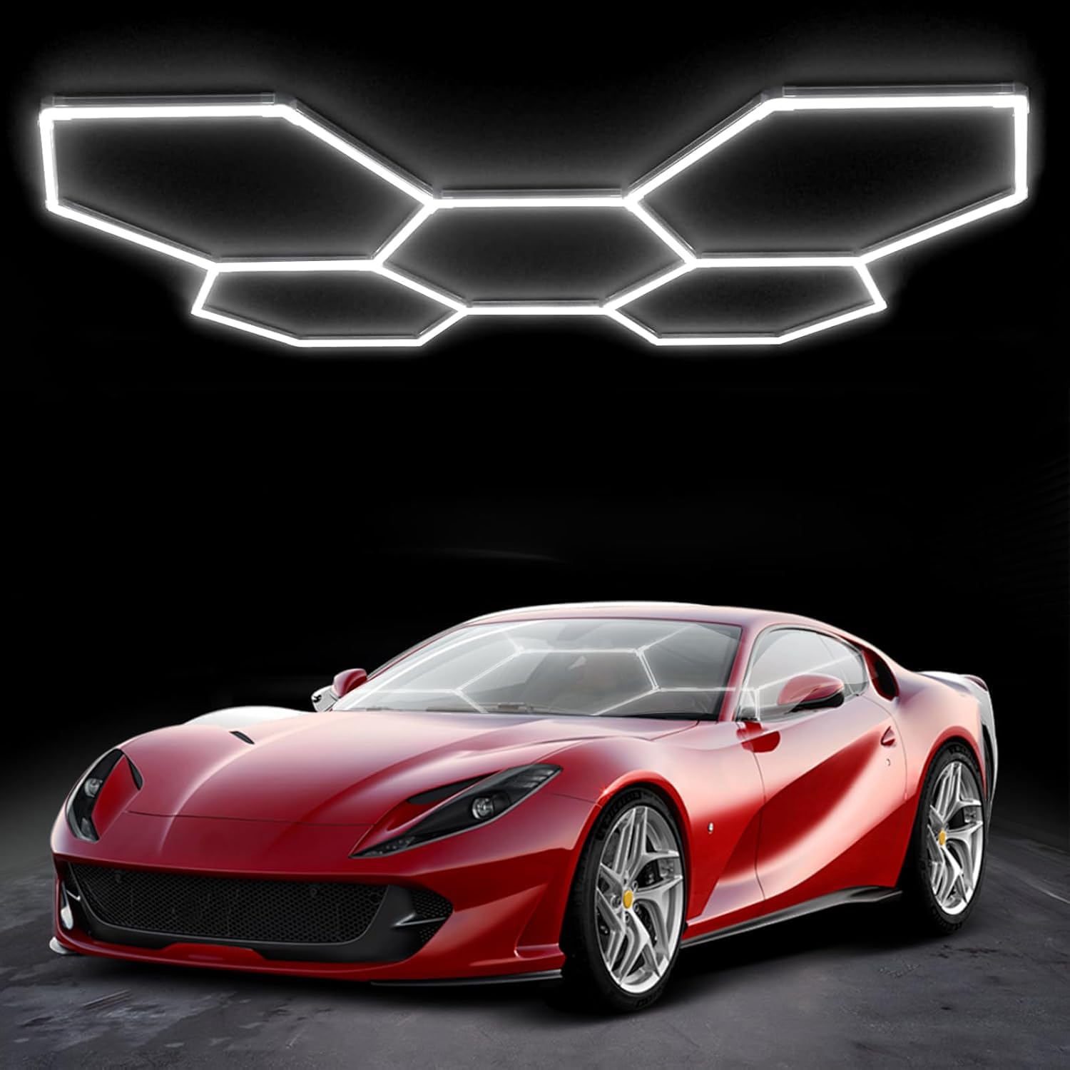 

LED Garage Light, Hexagonal Garage Lamp, Honeycomb Light, 192W, 24960lm, 6500K, 5-Piece Hexagonal LED Garage Light, High Brightness, DIY Set, Made of