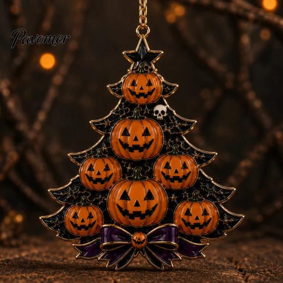 Orange Purple Festive Accents Halloween Tree Acrylic Hanging Ornament, Pumpkin Ghost Skull Seasonal Lightweight Haunted House Props Decor, Spooky