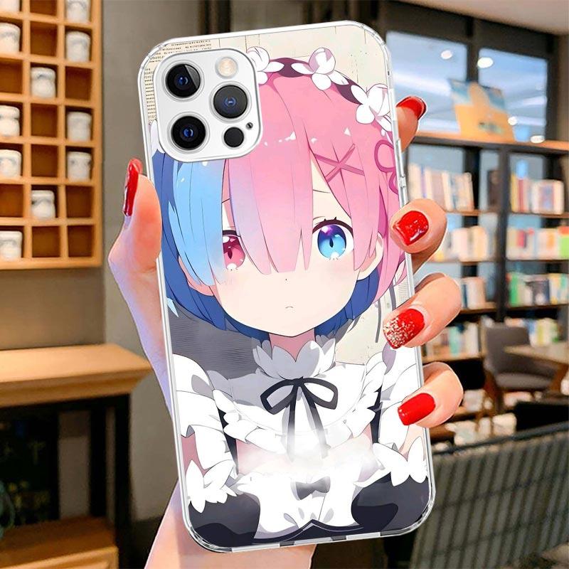 R-Rem Re Zero Anime Cover Phone Case For iPhone 16 17 Air 15 14 Pro Max 16E Phone Case 13 Mini 12 11 7 SE 8 Print Pattern Fit Ca