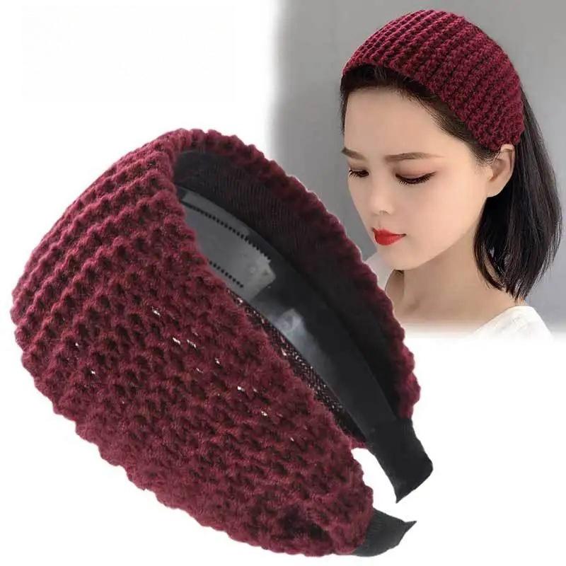 Gestricktes Wollstirnband Altersreduzierendes Haarband Breite Kante Gezahnt Gesichtswaschen Haarspangen Haarschmuck für Frauen Diademe