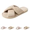 Women's Open Toe Cotton Slippers with Thick Cross Straps for Indoor Outdoor Comfort