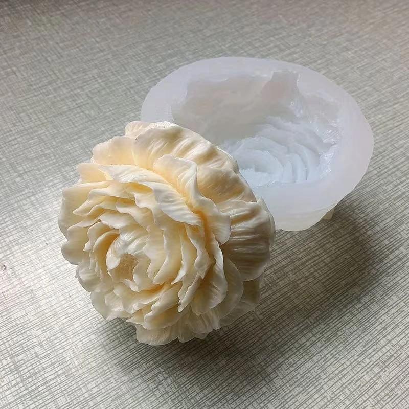 A Top Quality Extra Large 3D Flower Candle Silicone Mold DIY Peony Aroma Plaster Resin Making Tool Handmade Soap Chocolate Cake