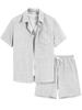 1116 solid color sports suit men's summer semi-zipper short-sleeved breathable casual shorts men's two-piece set