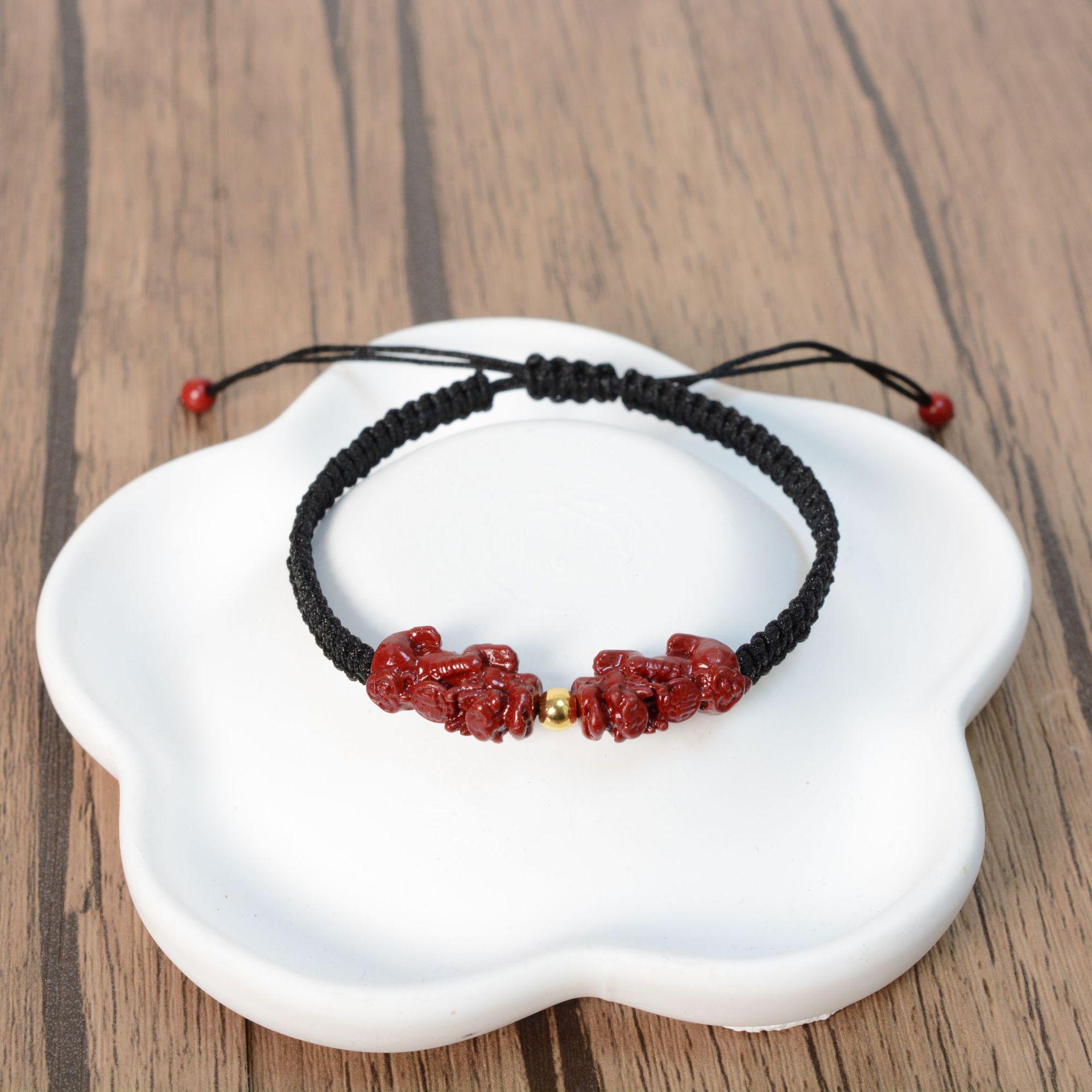 Handwoven Cinnabar Pixiu Zodiac Couple Bracelet