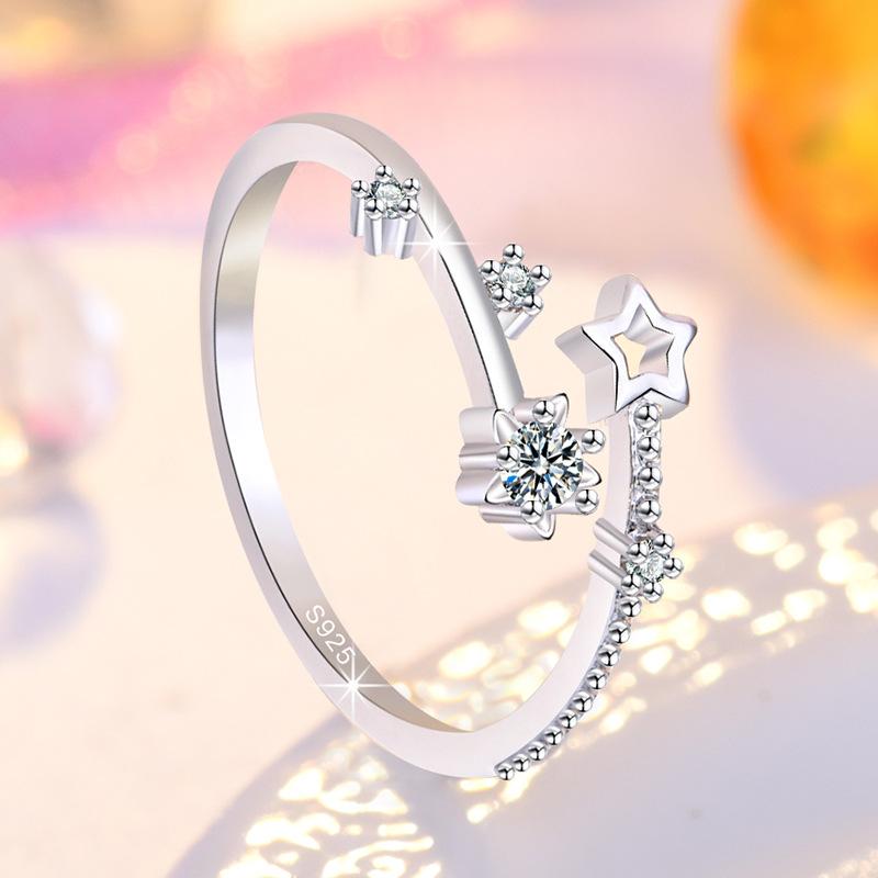 925 Sterling Silber Ring Verstellbar Schlichtheit Für Frauen Mode Exquisit Studentin Freundin Schmuck Zubehör Hochzeitsparty