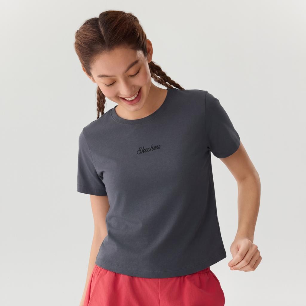 Skechers Solid Slim Fit Moisture-Wicking T-Shirt Women tops L226W123-026R