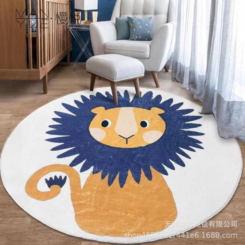 Children'S Room Round Imitation Cashmere Carpet Rocking Chair Crawling Floor Mat Bedside Living Room Sand Dirt-Resistant And Easy To Take Care Of