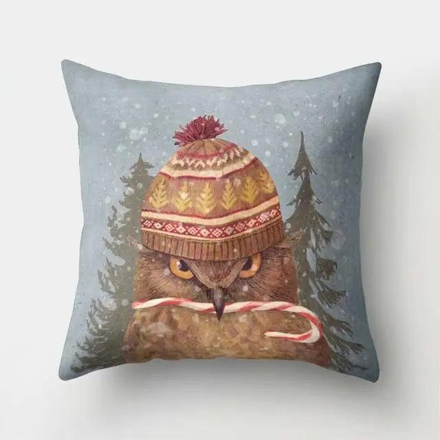 Cama Sofa Decorativa Funda de Cojín Decorativa Patrón de Búho Manta de Poliéster Funda de Cojín para Sala de Estar