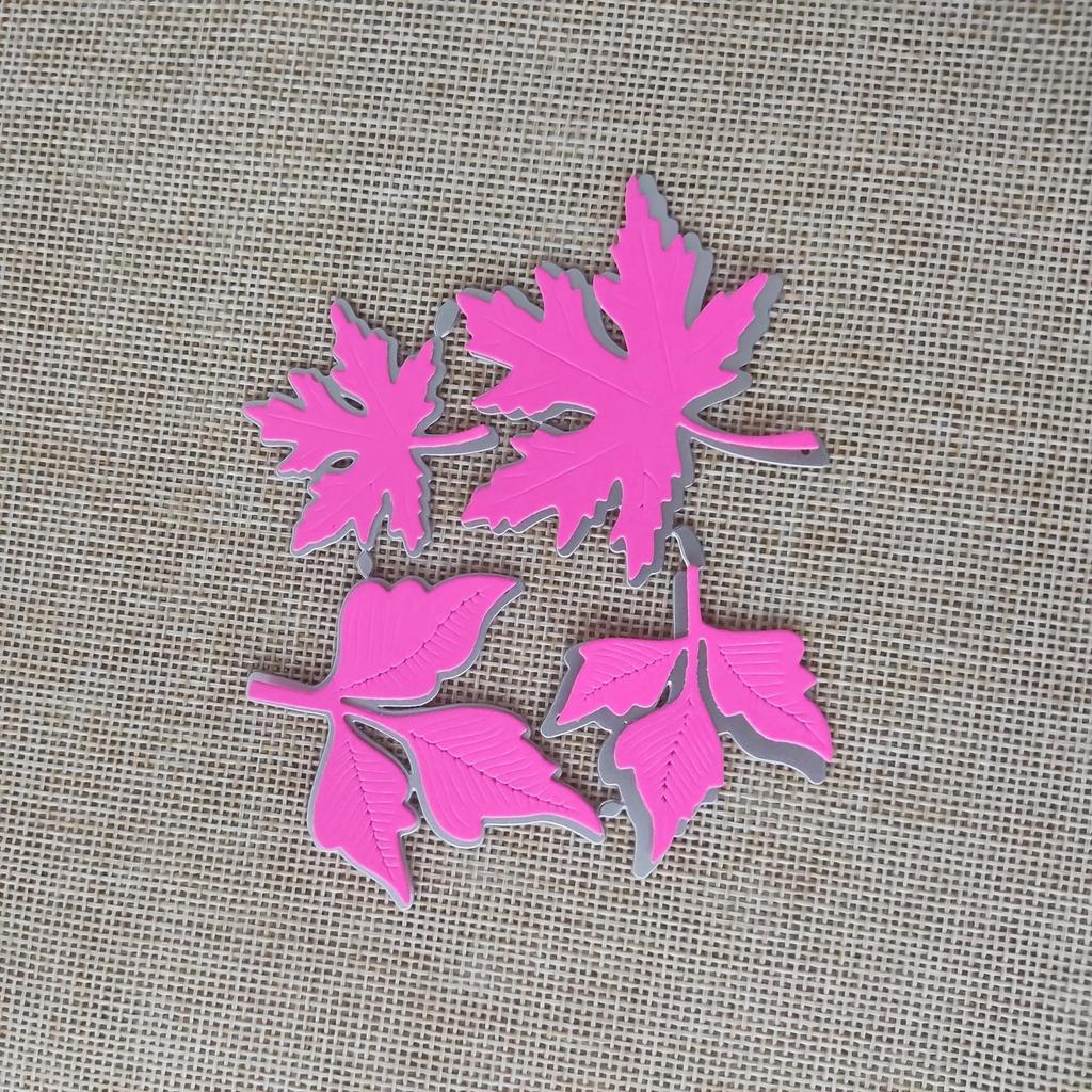 4pcs Maple Leaf Frame Metal Cutting Dies Scrapbooking Silver Leaves Embossing Die Cut Stencil DIY Photo Album Card Making