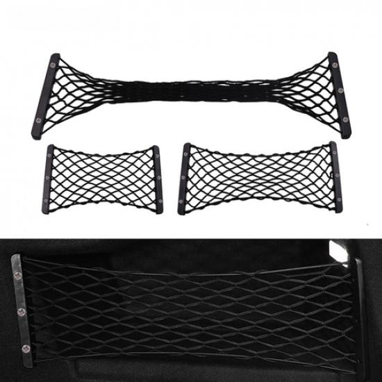 Versatile Car Trunk Side Storage Net Organizer Elastic Mesh Bag with ABS Shell