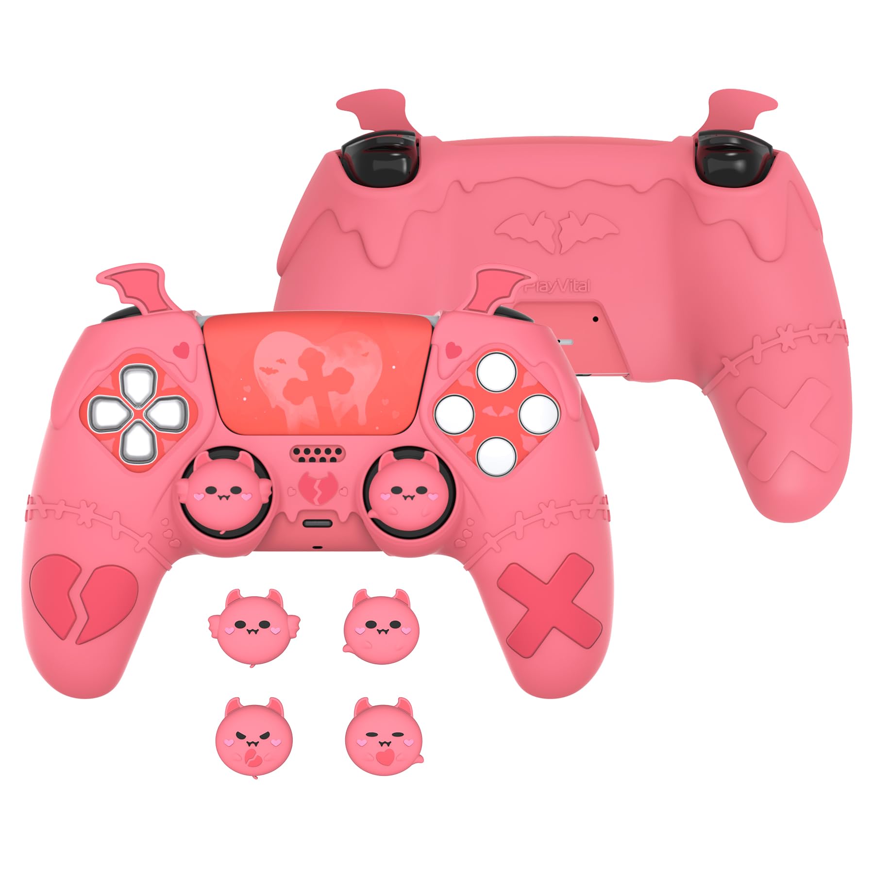 

PlayVital Gothic Imp Cute protective cover for ps5 4 thumb grip caps and 6 stickers grip cover for ps5 compatible with official ps5 charging station
