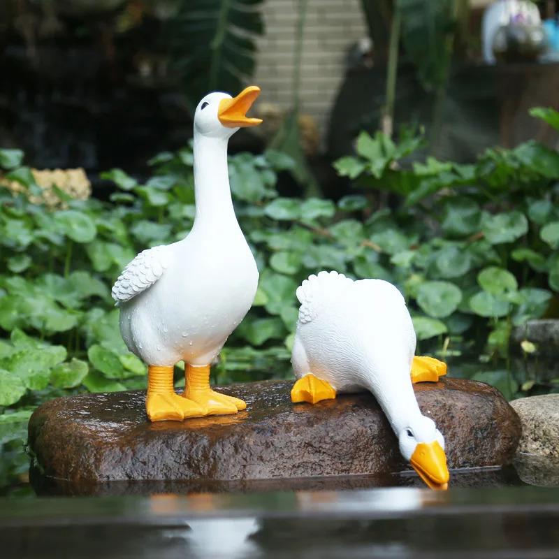 Duck Statues Landscape Ornament - Farm Animal Simulation Model Statue Toy, Chicken Duck Goose Figurine Sculpture, Home Decor
