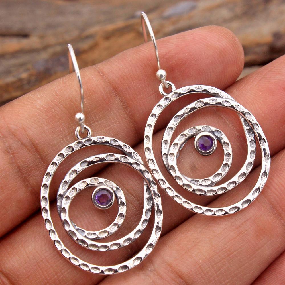 Women Earring, Silver Jewelry, Handmade Earring, Gemstone Jewelry, Amethyst Earring