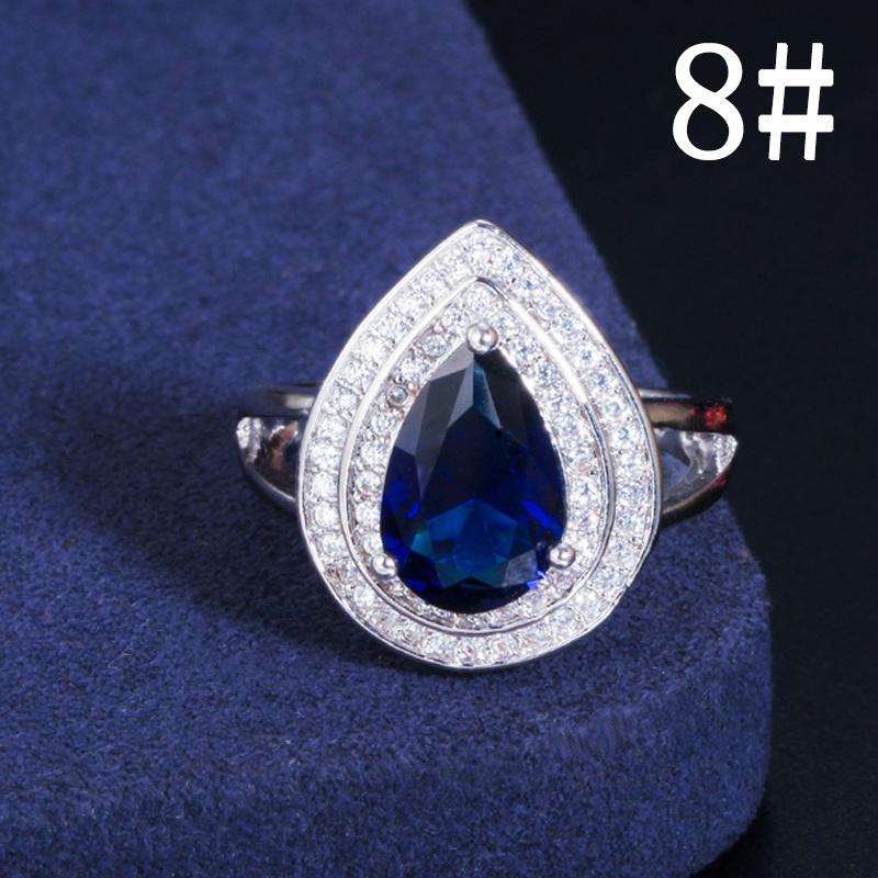 CMM Classic Women Engagement Party Jewelry High Quality Big Tear Drop Green Rings with Zirconia