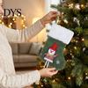 Kids Candy Gift Holders Plush Christmas Stocking Pendant with Santa Claus/Snowman/Elk Designs, Fabric Hanging Winter Holiday Party Scene Props