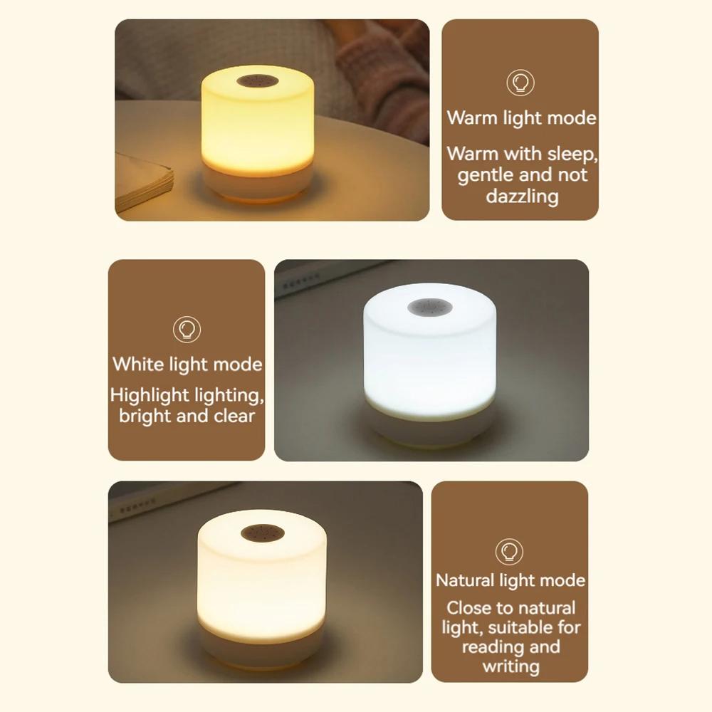 1 Adet Kademesiz Dim Edilebilir LED Gece Lambası Dokunmatik Yatak Yanı USB Taşınabilir LED Masa Lambası Yatak Odası Dekorasyonu Uyku Gece Lambası Çocuk Hediyesi