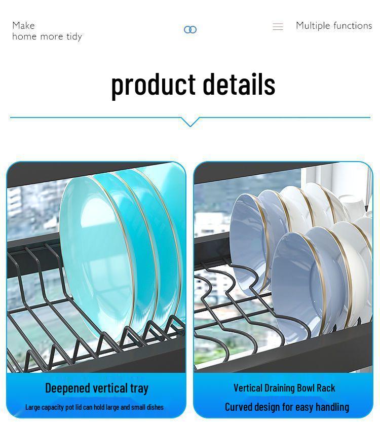 Multi-Functional Kitchen Sink Organizer and Dustproof Dish Rack